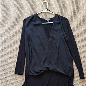 Vince Camuto Black Wrap Front Long Sleeve Blouse